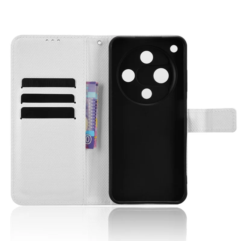 For ZTE nubia Focus 2 5G Leather Wallet Case with Strap Diamond Texture Phone Cover - White