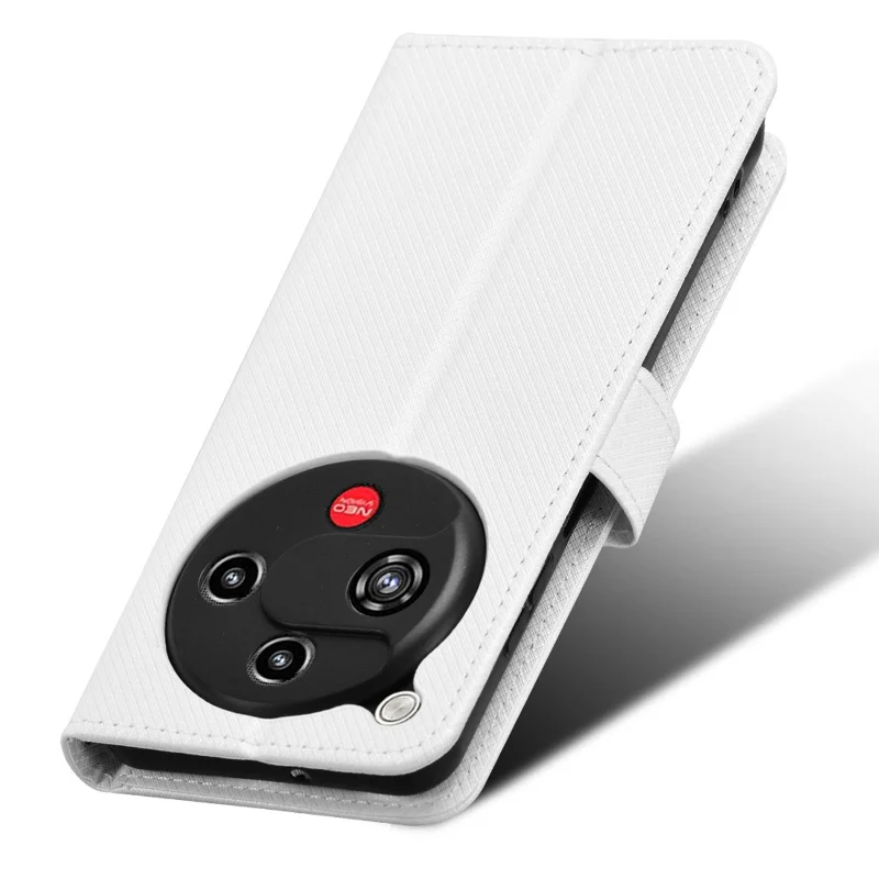 For ZTE nubia Focus 2 5G Leather Wallet Case with Strap Diamond Texture Phone Cover - White