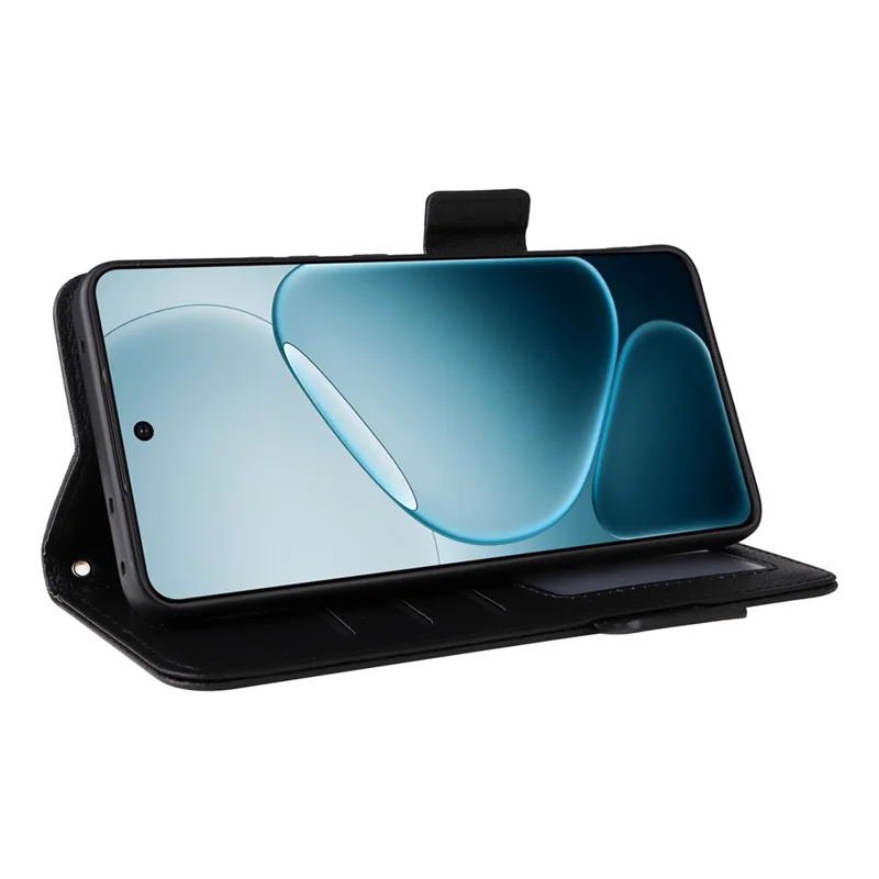 Leather Case for Oppo A6 GT 5G / A6 Max 5G / F31 Pro+ 5G Litchi Texture Wallet Phone Cover with Wrist Strap - Black