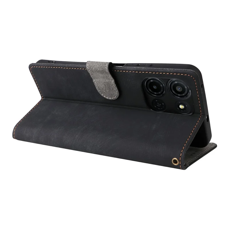 For TCL K33 5G / K32 5G Case Wallet RFID Blocking PU Leather Phone Cover Stand with Strap - Black