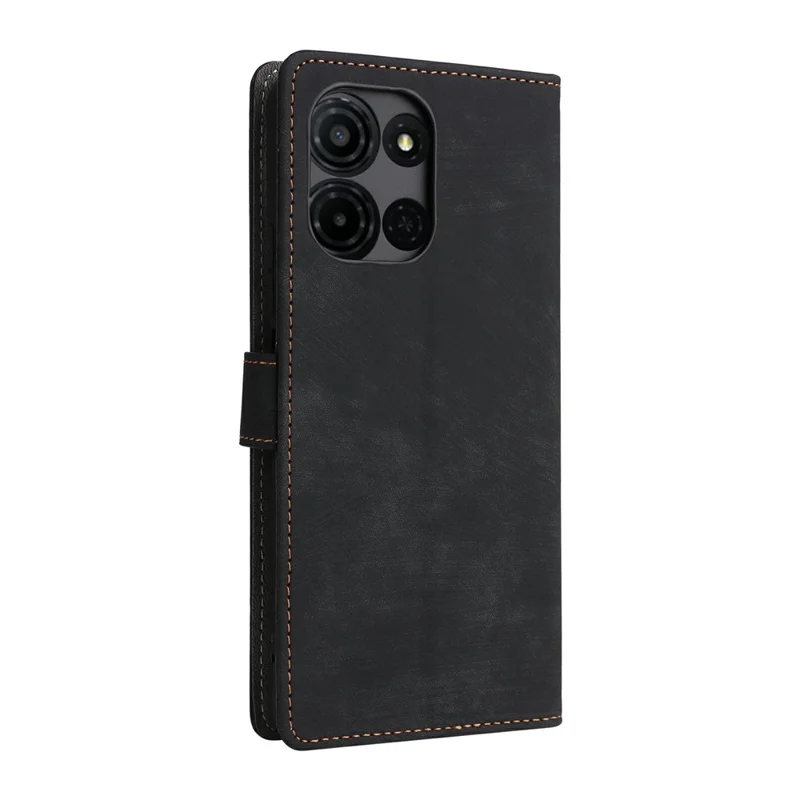 For TCL K33 5G / K32 5G Case Wallet RFID Blocking PU Leather Phone Cover Stand with Strap - Black