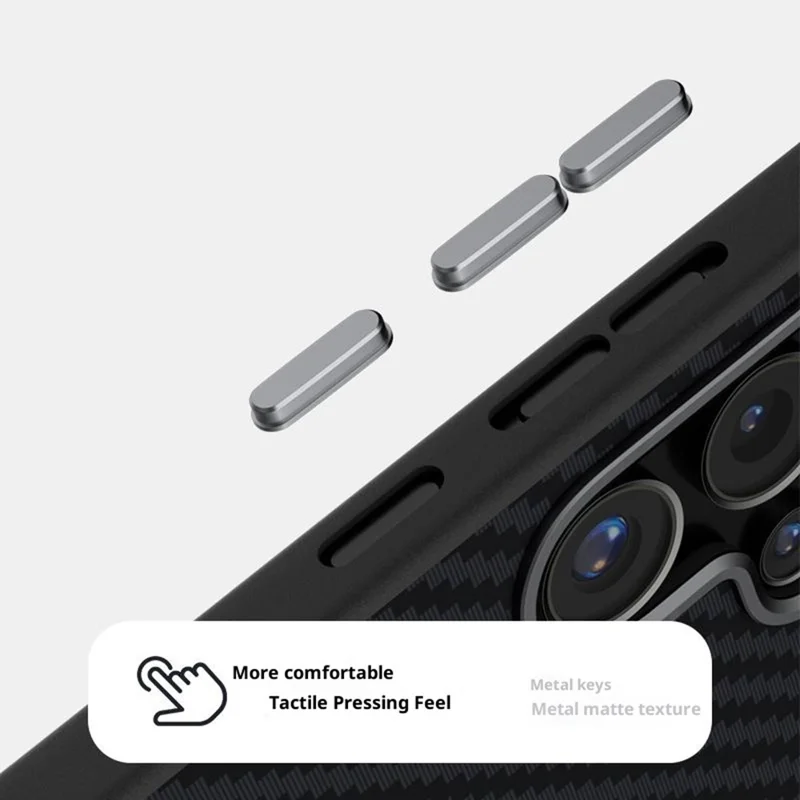 ABEEL Para Samsung Galaxy S24 Ultra Case Compatível com MagSafe Capa Traseira com Textura de Fibra de Carbono - Preto