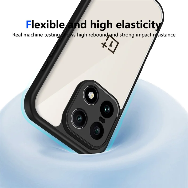 Для OnePlus 15 5G Чехол Матовая кожа Сенсорный Clear PC + TPU Противоударный чехол для телефона - Черный