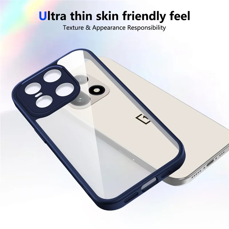 For OnePlus 15 5G Case Matte Skin Touch Clear PC + TPU Shockproof Phone Back Cover - Blue