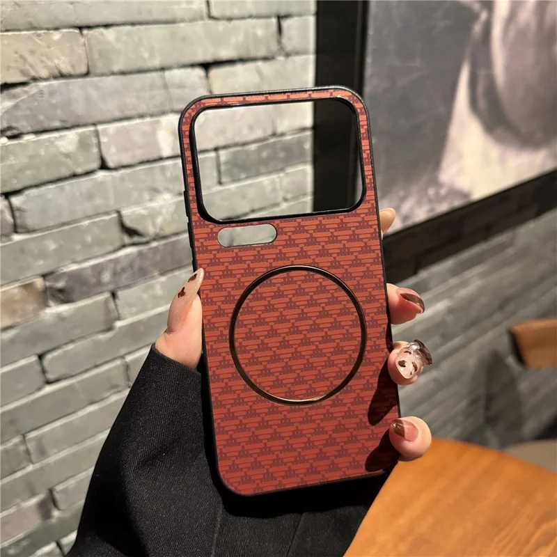 For Xiaomi 17 Pro Magnetic Case Triangular Mountain Texture PC + TPU Phone Cover - Red