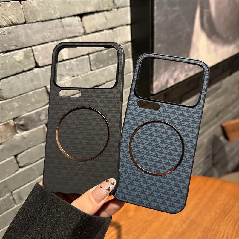 For Xiaomi 17 Pro Magnetic Case Triangular Mountain Texture PC + TPU Phone Cover - Red