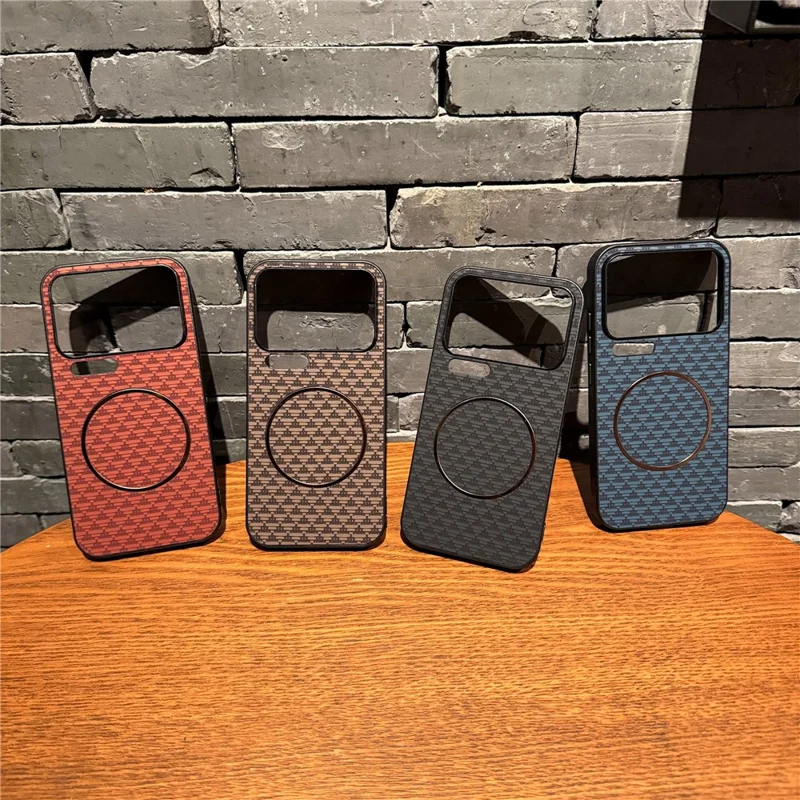 For Xiaomi 17 Pro Max Magnetic Case Triangular Mountain Texture PC + TPU Phone Cover - Red