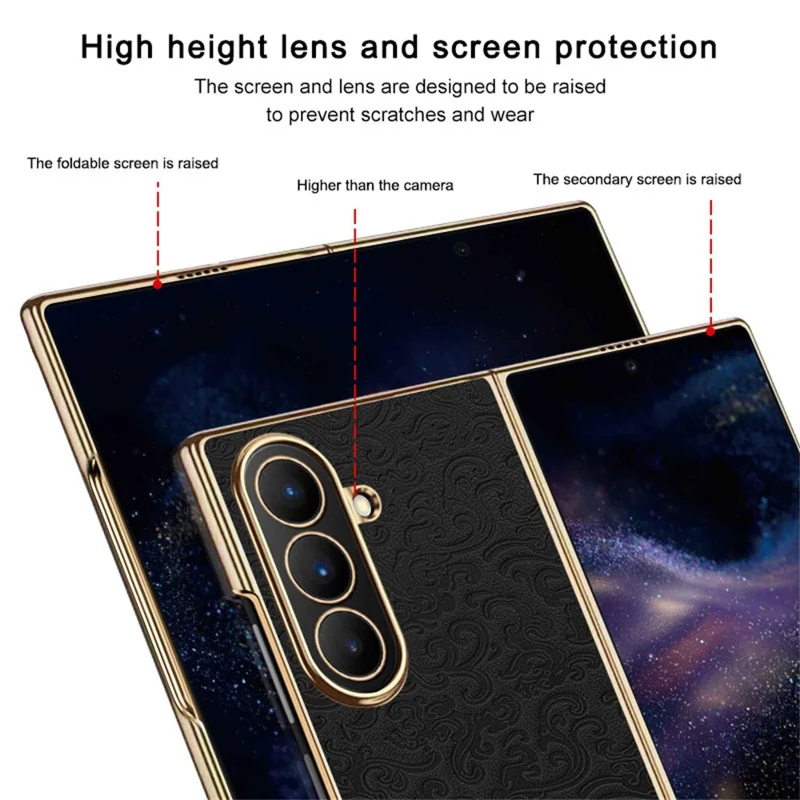 For Samsung Galaxy Z Fold7 5G / W26 5G Case Loong Pattern Electroplated PC Folding Phone Cover - Black