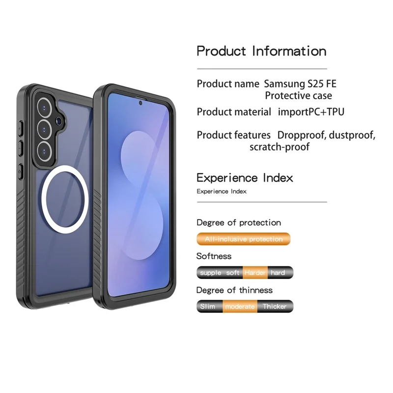 REDPEPPER FS Series For Samsung Galaxy S25 FE Waterproof Magnetic Case PC TPU PET Clear Phone Cover