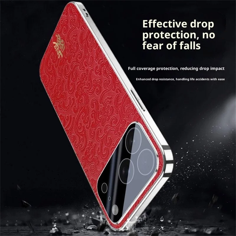 For iPhone 17 Pro Max Case Loong Pattern Electroplated PC + TPU Shockproof Phone Cover - Black