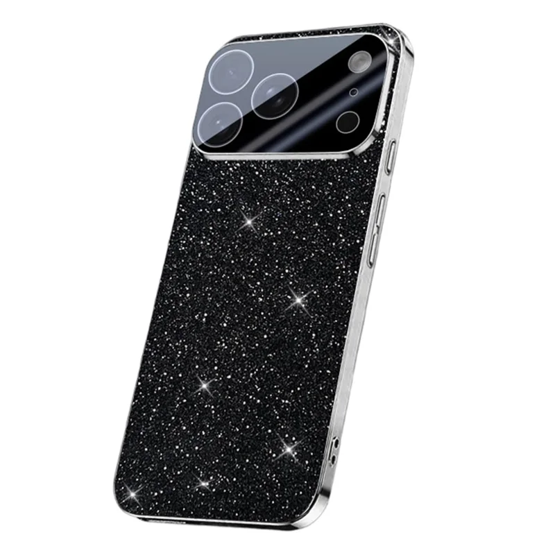 Étui iPhone 17 Pro Max Étincelle Starlight Glitter Electroplaqué Antichoc PC + Couverture de téléphone TPU - Noir