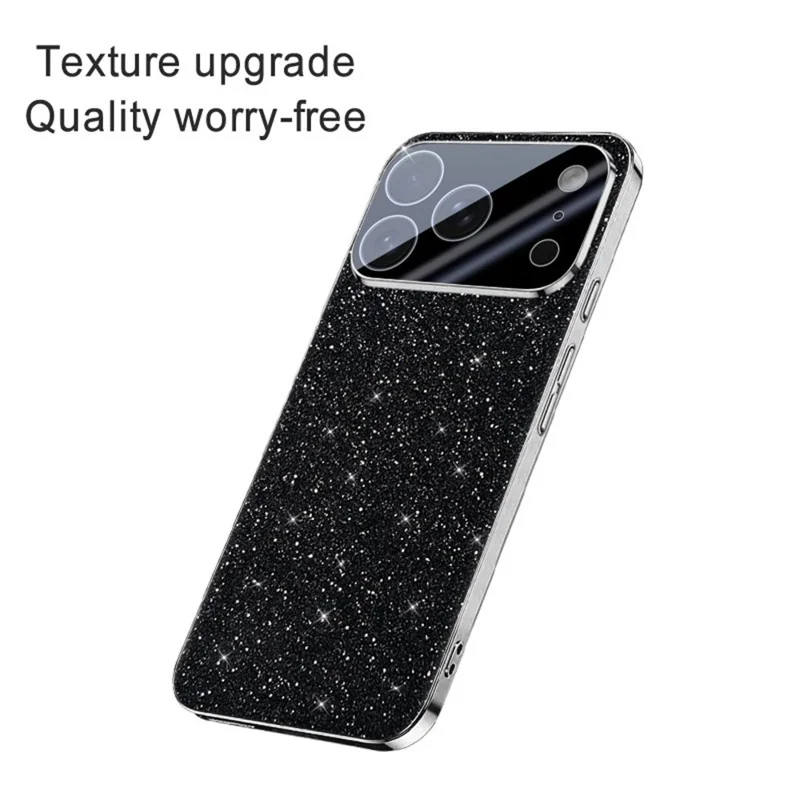 Étui iPhone 17 Pro Max Étincelle Starlight Glitter Electroplaqué Antichoc PC + Couverture de téléphone TPU - Noir