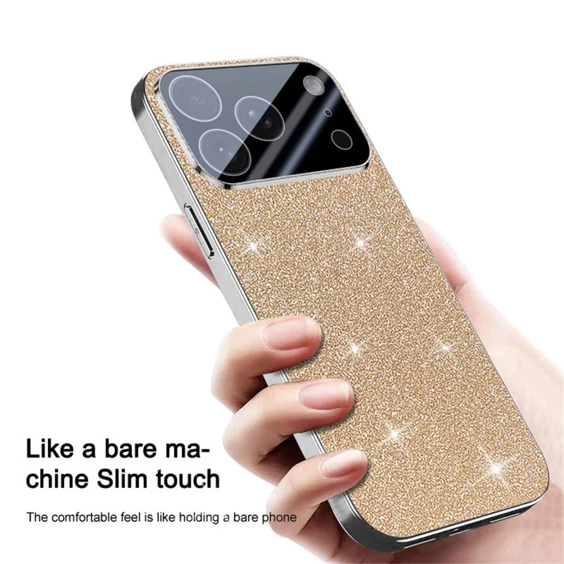Étui iPhone 17 Pro Max Étincelle Starlight Glitter Electroplaqué Antichoc PC + Couverture de téléphone TPU - Noir