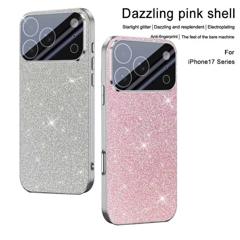 Étui iPhone 17 Pro Max Étincelle Starlight Glitter Electroplaqué Antichoc PC + Couverture de téléphone TPU - Noir