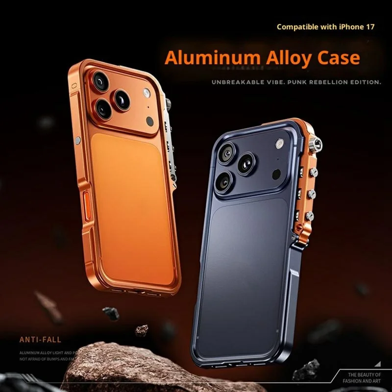 For iPhone 17 Pro Max Bumper Case Aluminum Alloy Metal Frame Phone Cover - Orange