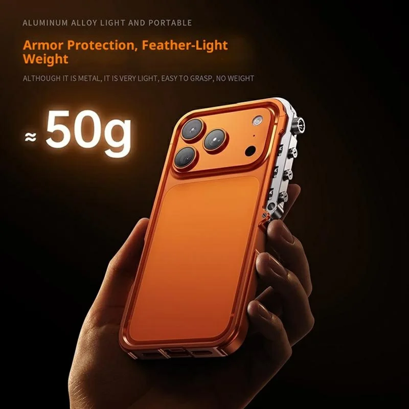 For iPhone 17 Pro Max Bumper Case Aluminum Alloy Metal Frame Phone Cover - Orange