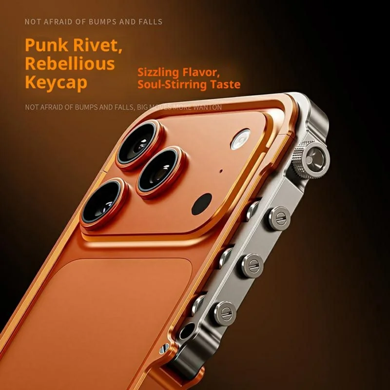 For iPhone 17 Pro Max Bumper Case Aluminum Alloy Metal Frame Phone Cover - Orange