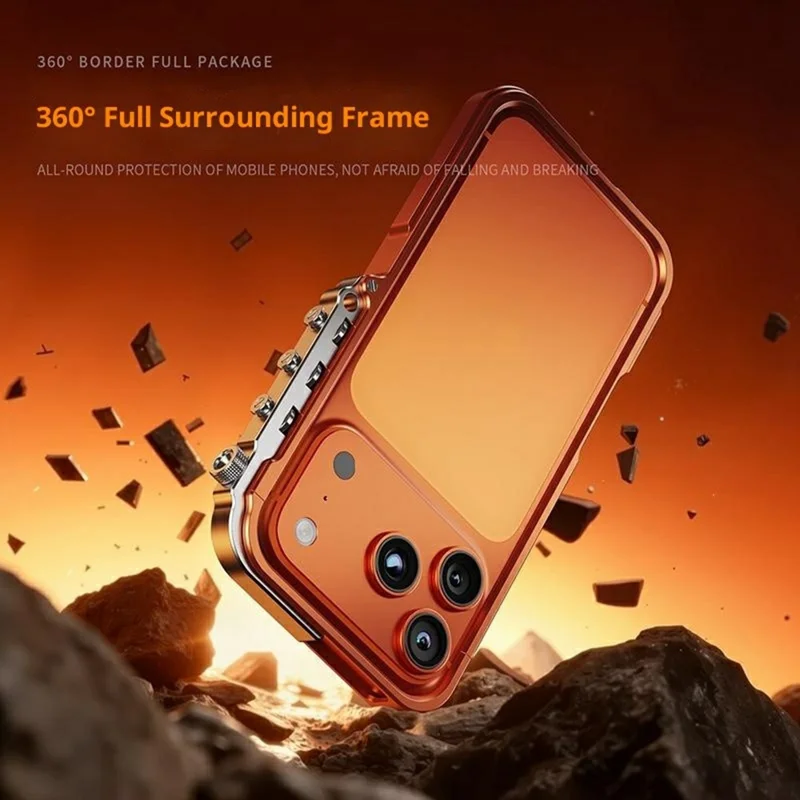 For iPhone 17 Pro Bumper Case Aluminum Alloy Metal Frame Phone Cover - Orange