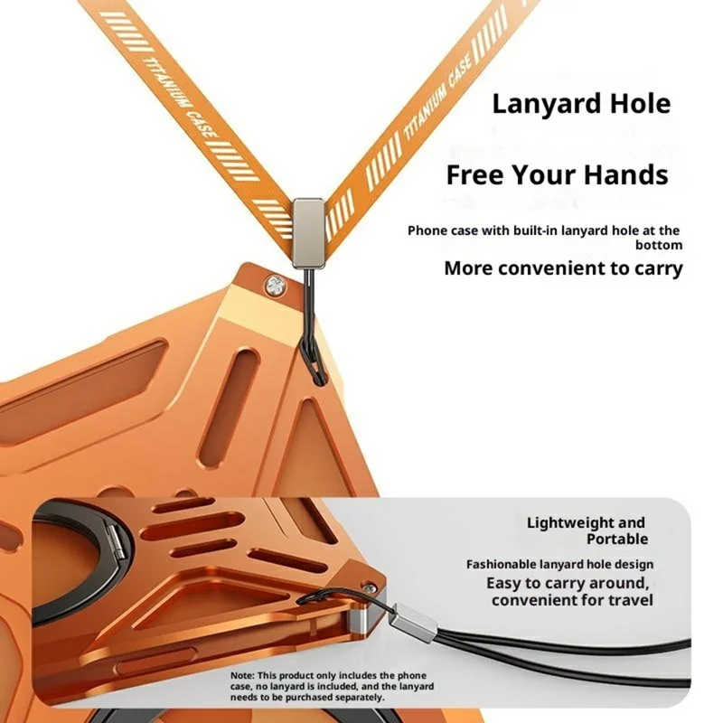 Custodia per iPhone 17 Pro Max con supporto Frameless in lega di alluminio + Paraurti in silicone - Arancione