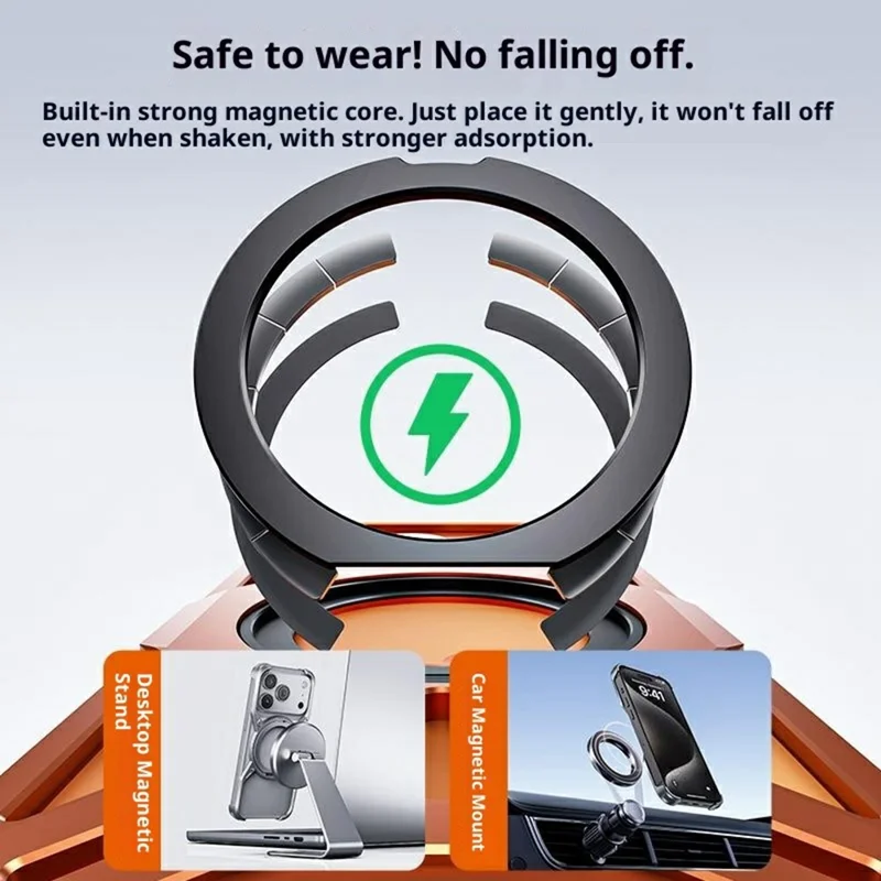 Étui pour iPhone 17 Pro Kickstand Frameless Alliage d'aluminium + Coque de protection en silicone - Orange