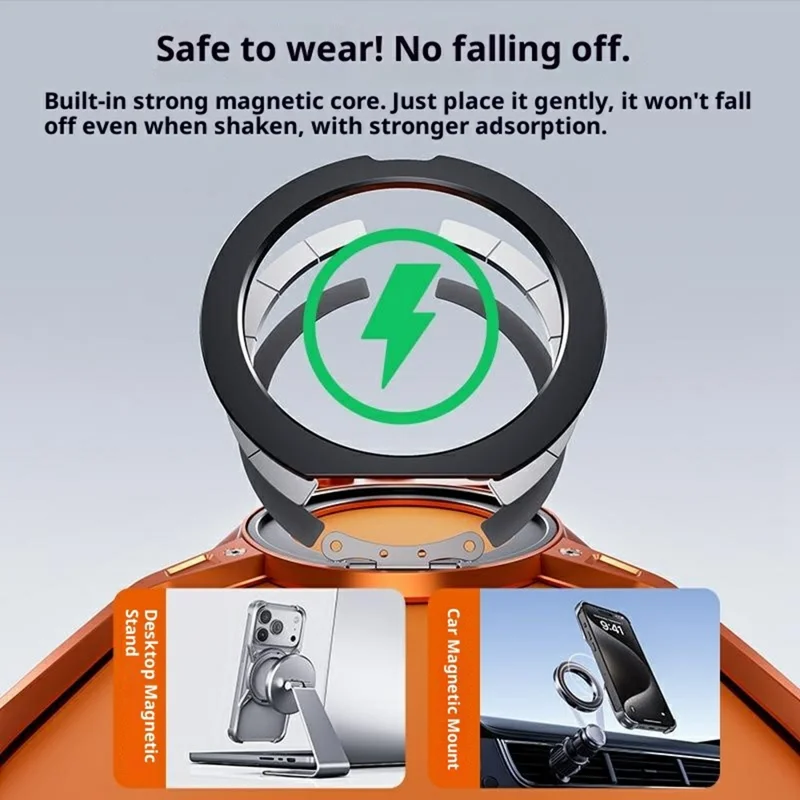 For iPhone 17 Pro Case Kickstand Frameless Aluminum Alloy Bumper Phone Cover - Orange