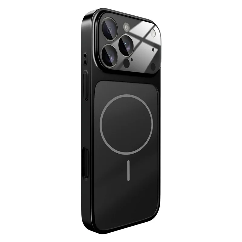 For iPhone 17 Pro Max Magnetic Case Ultra Thin PC Phone Cover with Matte Corning Gorilla Glass Lens Protector - Titanium Black