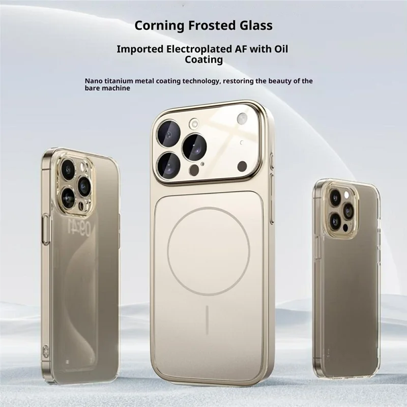 For iPhone 17 Pro Max Magnetic Case Ultra Thin PC Phone Cover with Matte Corning Gorilla Glass Lens Protector - Titanium Black