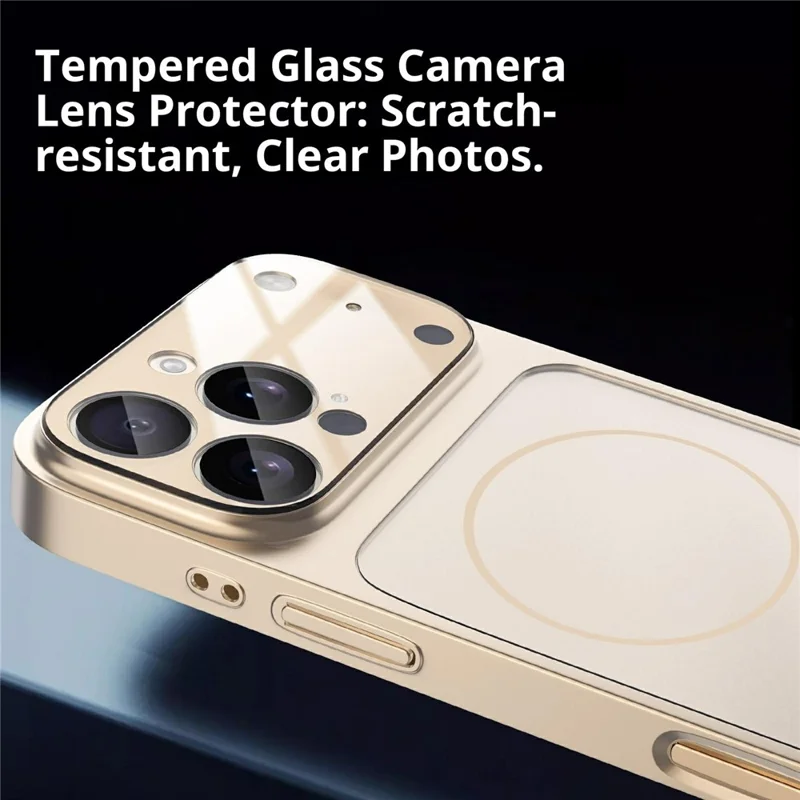 For iPhone 17 Pro Max Magnetic Case Ultra Thin PC Phone Cover with Matte Corning Gorilla Glass Lens Protector - Titanium Black