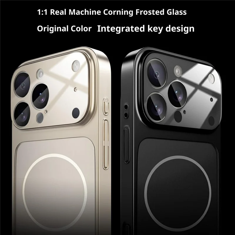 For iPhone 17 Pro Max Magnetic Case Ultra Thin PC Phone Cover with Matte Corning Gorilla Glass Lens Protector - Titanium Black