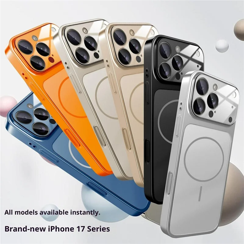 For iPhone 17 Pro Max Magnetic Case Ultra Thin PC Phone Cover with Matte Corning Gorilla Glass Lens Protector - Titanium Black