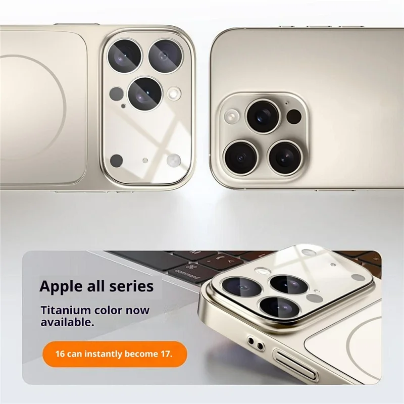 iPhone 17 Pro Magnetische Hülle Ultra Dünn PC Handyhülle mit matter Corning Gorilla Glass Linsenschutz - Titanium Grau
