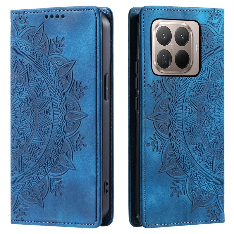 Voor Xiaomi 15T Pro Hoesje Magnetische Sluiting Leren Telefoonhoesje met Afdrukpatroon - Blauw
