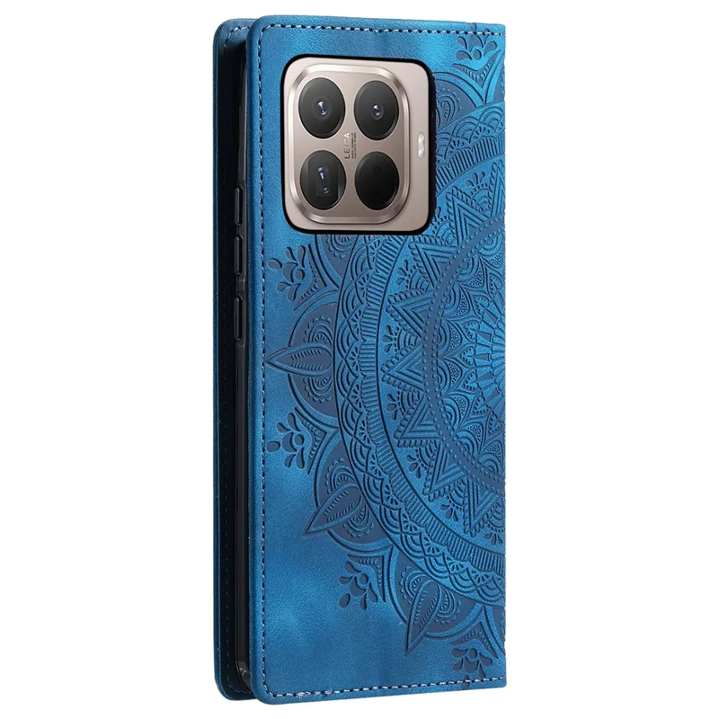Voor Xiaomi 15T Pro Hoesje Magnetische Sluiting Leren Telefoonhoesje met Afdrukpatroon - Blauw
