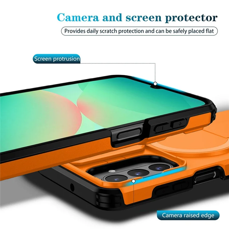 Bulk Purchasing For Samsung Galaxy A17 5G  /  A26 5G Magnetic Phone Case PC + TPU Cover with Hidden Kickstand and Sliding Camera Cover - Orange