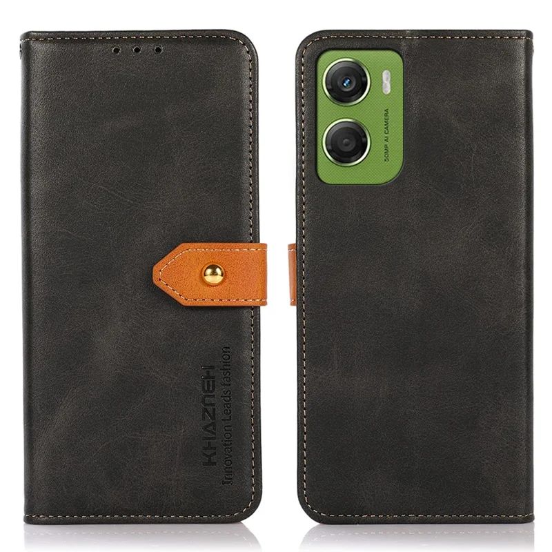 KHAZNEH Für Motorola Moto G06 4G Geldbörse Handyhülle Stand Leder Flip Cover - Schwarz