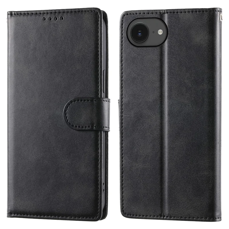 Capa de Couro Sintético com Textura de Bezerro e Suporte para iPhone 16e - Preta