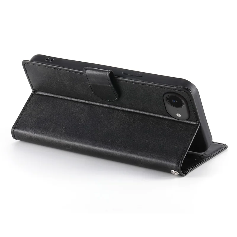 Capa de Couro Sintético com Textura de Bezerro e Suporte para iPhone 16e - Preta