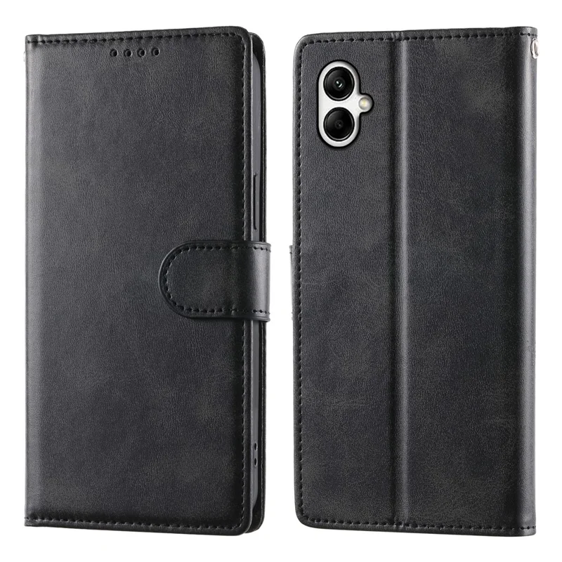 Wallet Case For Samsung Galaxy A07 5G / A07 4G / A06 5G / A06 4G Stand Calf Texture PU Leather Flip Phone Cover with Wrist Strap - Black
