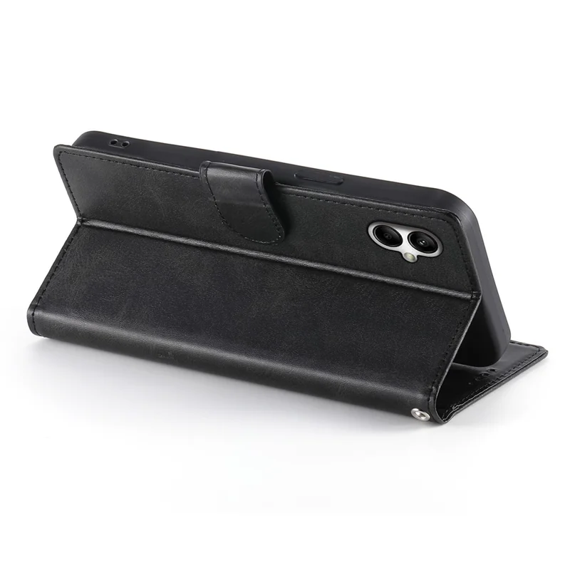 Wallet Case For Samsung Galaxy A07 5G / A07 4G / A06 5G / A06 4G Stand Calf Texture PU Leather Flip Phone Cover with Wrist Strap - Black
