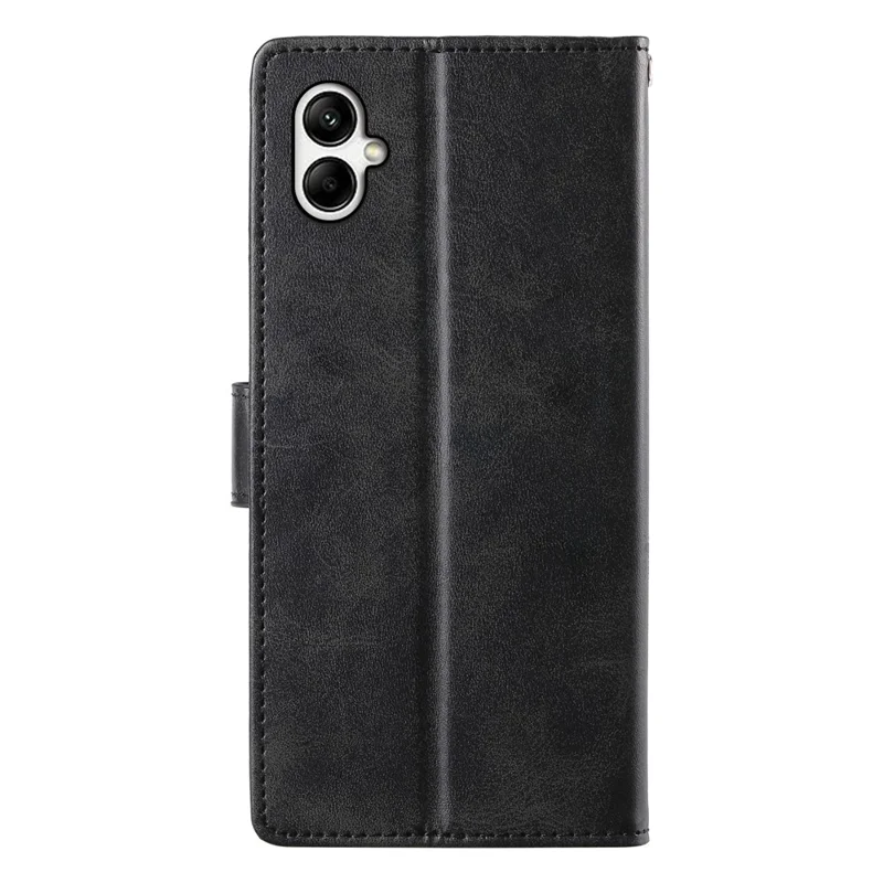 Wallet Case For Samsung Galaxy A07 5G / A07 4G / A06 5G / A06 4G Stand Calf Texture PU Leather Flip Phone Cover with Wrist Strap - Black
