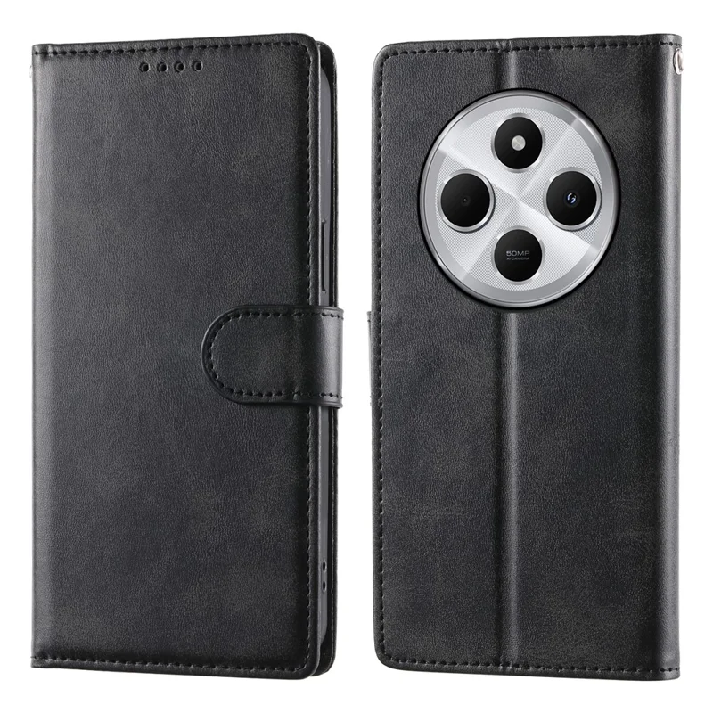 Flip Case til Xiaomi Redmi 14C 4G med ståplade, wallet og kvitstruktur i PU-læder - Sort