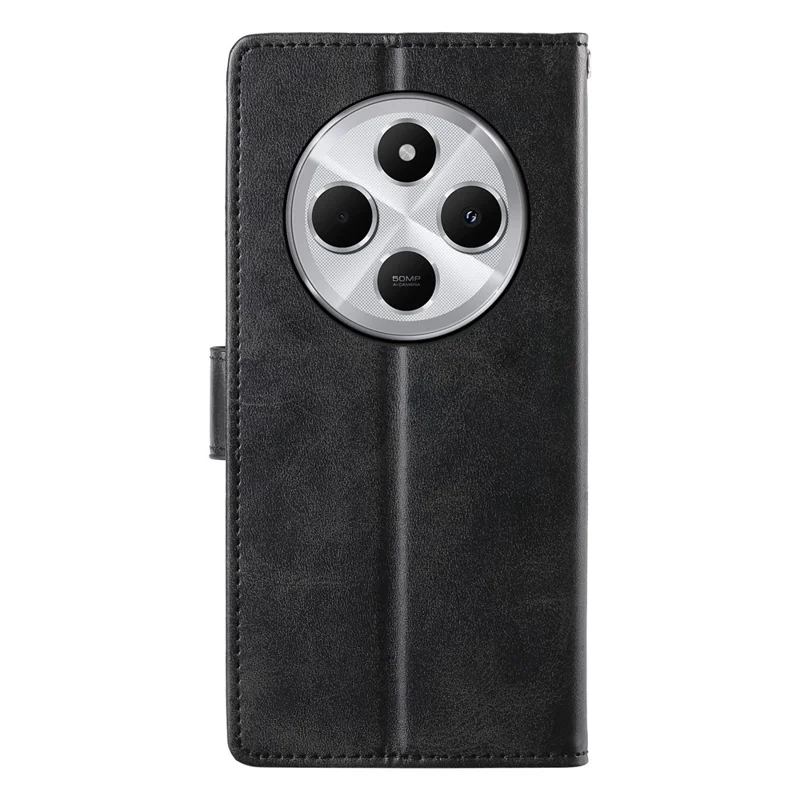 Flip Case til Xiaomi Redmi 14C 4G med ståplade, wallet og kvitstruktur i PU-læder - Sort