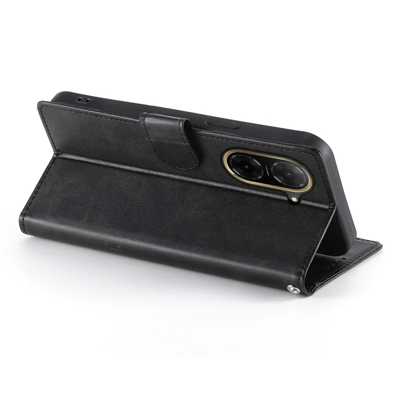 Xiaomi Redmi A5 4G (171,7 mm) / Poco C71 4G Hülle Ständer Brieftasche Kalbsledertextur PU-Leder Flip Handyhülle mit Handschlaufe - Schwarz