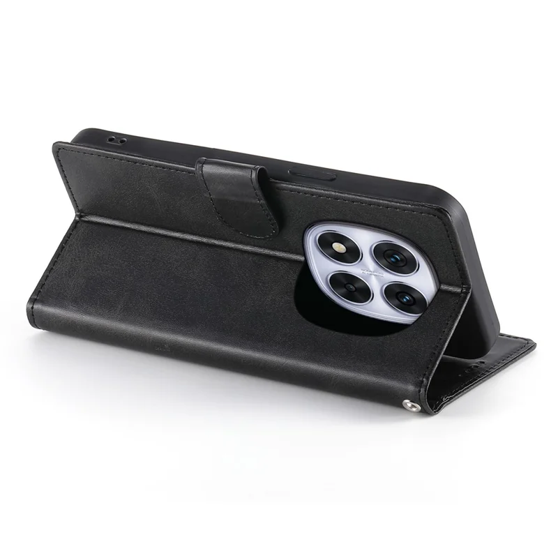 Per Xiaomi Redmi Note 14 Pro 5G / Note 14 Pro+ 5G Custodia Stand Portafoglio Texture Vitello Pelle PU Flip Cover Telefono con Cinturino da Polso - Nero