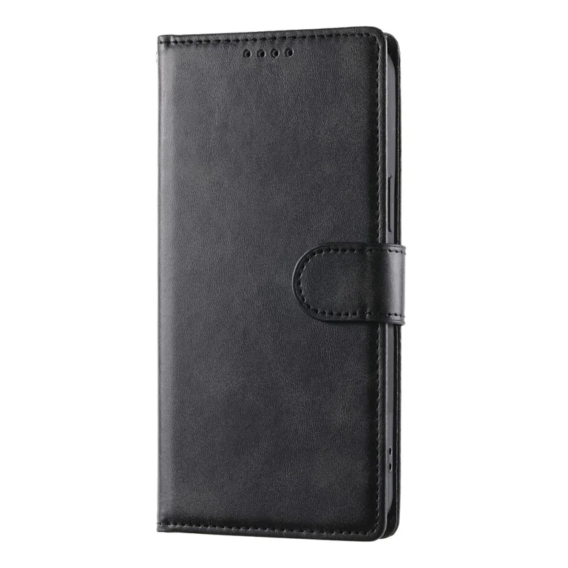 For Xiaomi Poco M8 5G / Redmi Note 15 5G (Global) Case Stand Wallet Calf Texture PU Leather Flip Phone Cover with Wrist Strap - Black