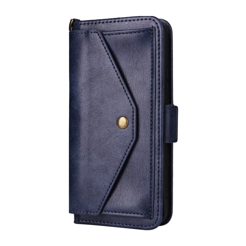 For Xiaomi 15T Leather Case Magnetic Closure Wallet Stand Phone Cover with Crossbody Strap - Blue