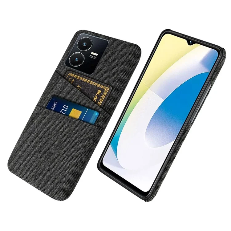 Pour Vivo Y22s 4g / Y35 4G (2022) / Y22 4G Texture Textre Téléphone Téléphone Absorbant Des Emplacements à Double Carte PC Couverture de Back - le Noir