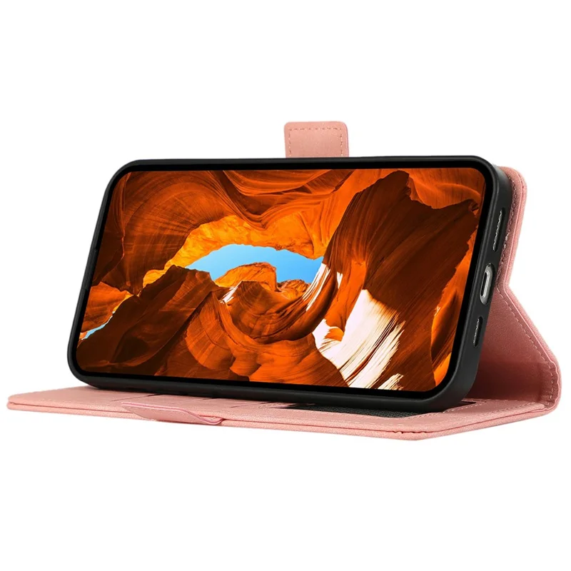 ABEEL For Motorola Moto G06 Power 4G / G06 4G Case PU Leather Folio Stand View RFID Blocking Phone Cover - Pink