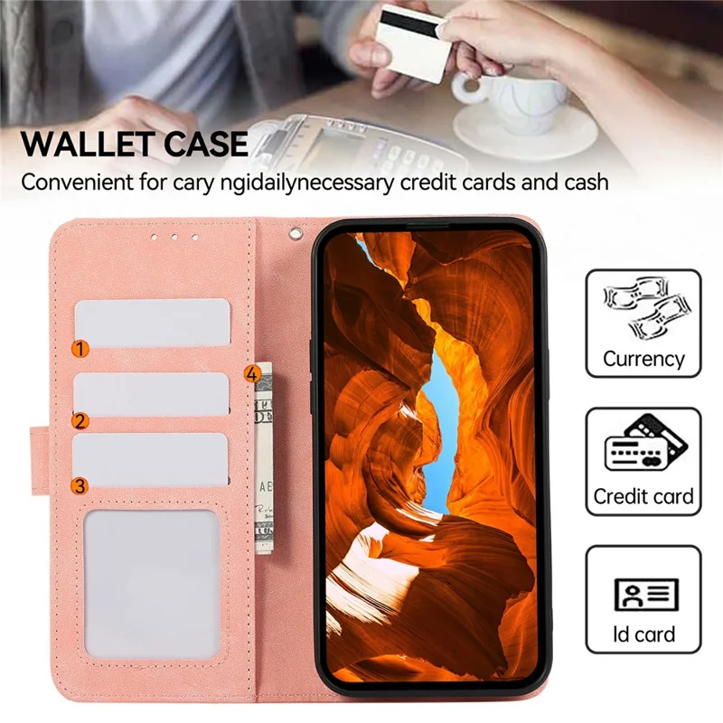 ABEEL Per Motorola Moto G06 4G Custodia Colore Splicing Pelle Flip Cover Telefono RFID Blocking - Rosa