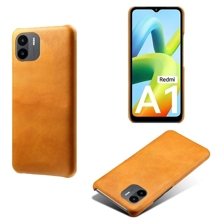 Para Xiaomi Redmi A1 4G Tock Telep Slim Cover Cubla de Terneros PU Cubo de Teléfono Anti-stratch PC Recubierto de Cuero - Naranja